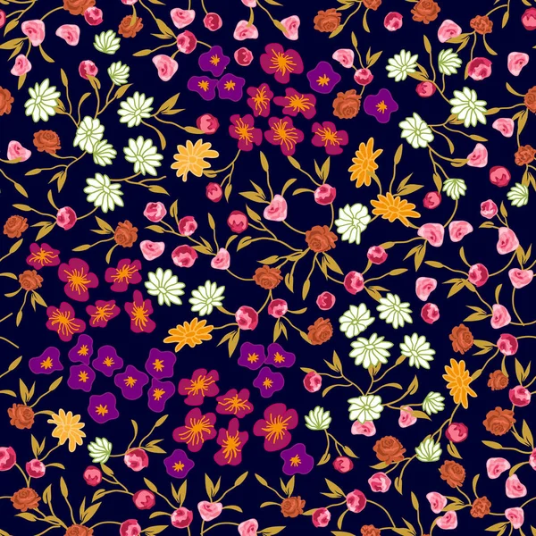 Винтажная печать с мелкими полевыми цветами . — стоковый вектор