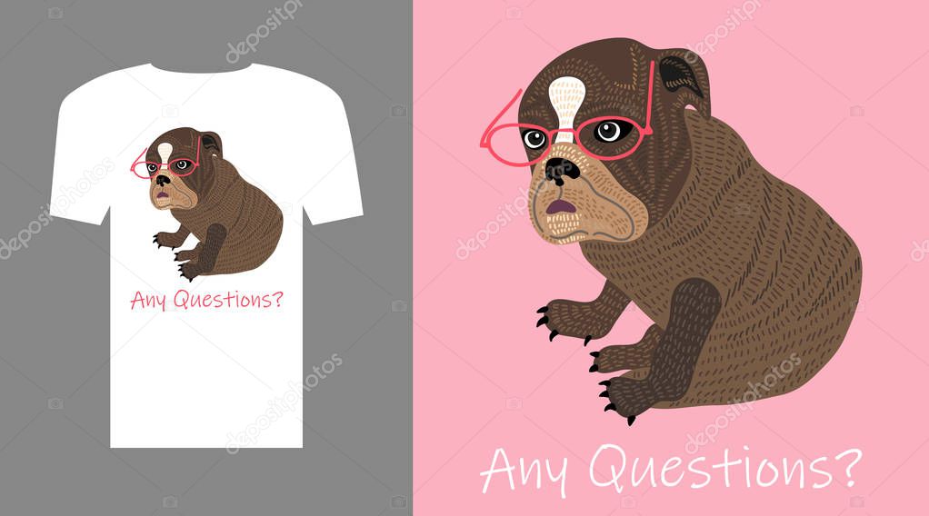 Any Questions? Funny dog T-shirt.
