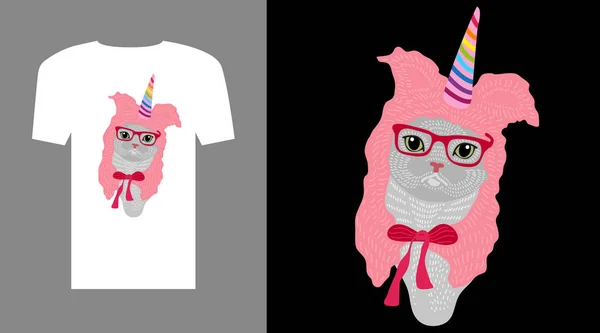 Ich bin Einhorn. lustiges Katzen-T-Shirt. — Stockvektor