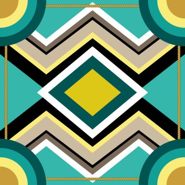 Geometrik elemanlı ipek eşarp. 