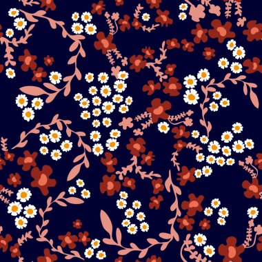 Küçük papatyalar ve kır çiçekleri ile Paisley baskı. 