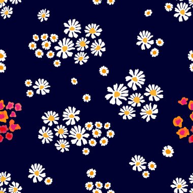 Papatyalar ve chamomiles ile Sevimli desen.