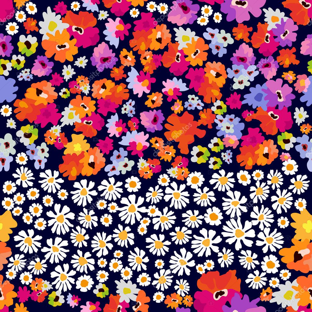 Abstract geometric pattern with small flowers.
