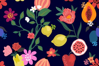 Meyveler ve Çiçekler. Mayo tekstil koleksiyonu.