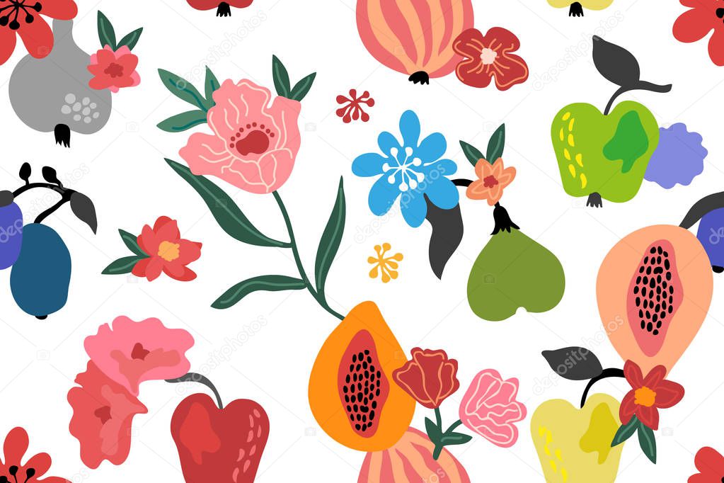 Fruits and Flowers. Swimwear textile collection.