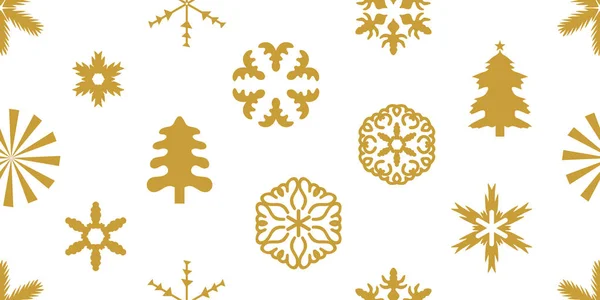 Απλό χριστουγεννιάτικο μοτίβο με χρυσές χιονονιφάδες. — Διανυσματικό Αρχείο