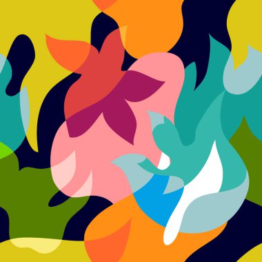 Soyut çakışan şekillerle kesintisiz desen.