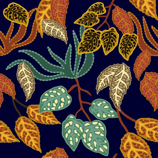 Бесшовный векторный рисунок с цветными листьями . — стоковый вектор