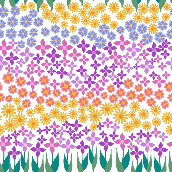 Seamless vector pattern with colorful flowers. — Stock Vector