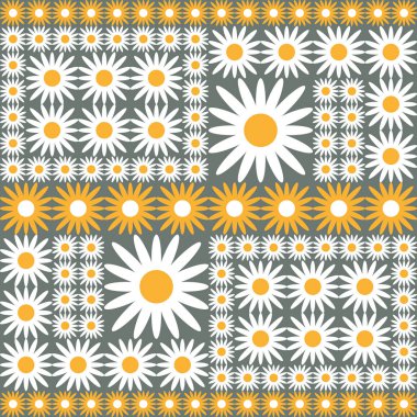 Kare papatyaları olan kusursuz vektör deseni.