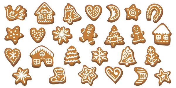 Collection of vector icons of Christmas cookies. — Stock Vector