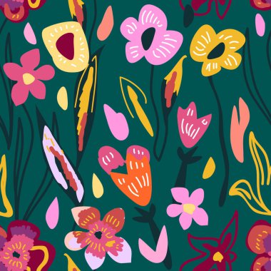 Sketchy çiçek desenli.