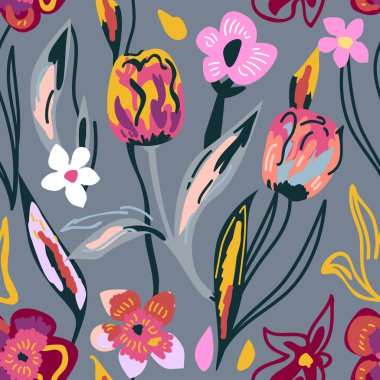 Sketchy çiçek desenli.