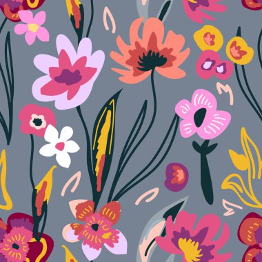 Sketchy çiçek desenli.