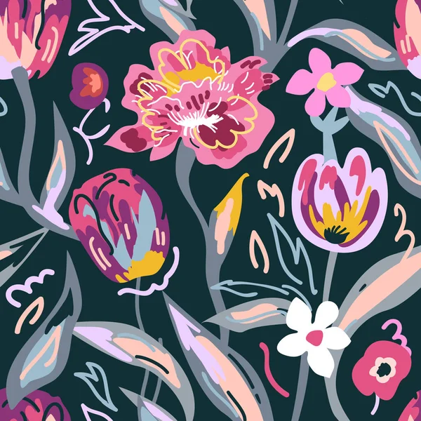 Impression florale croquante. — Image vectorielle