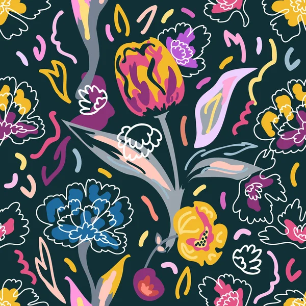 Sketchy çiçek desenli.