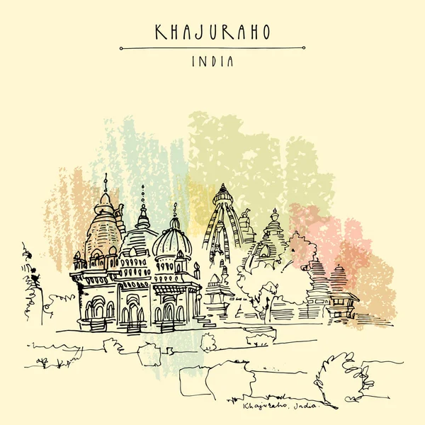 Khajuraho India Antiguo Templo Hindú — Vector de stock