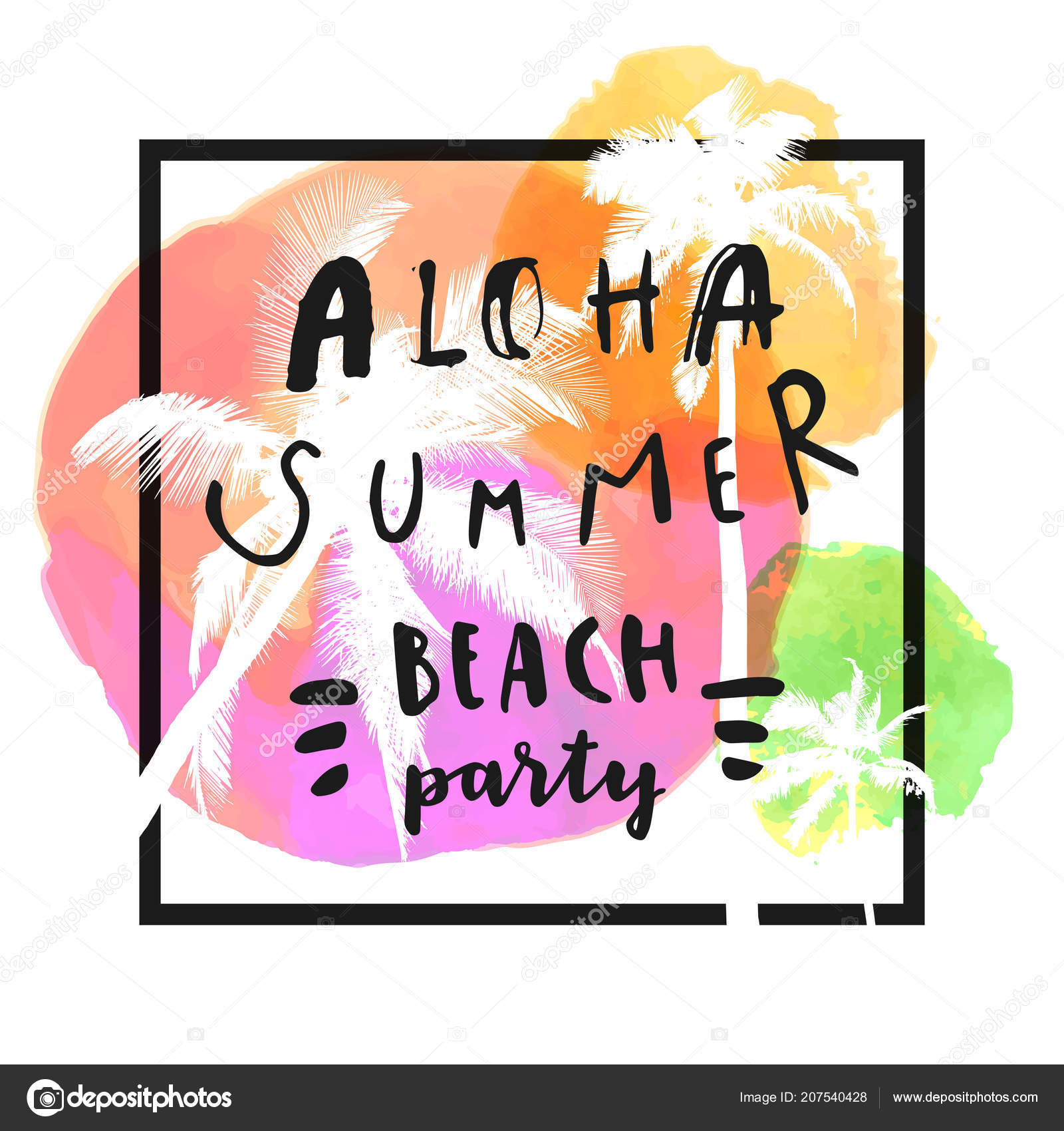 Aloha Summer Beach Party Modern Calligraphic Shirt Design Flat