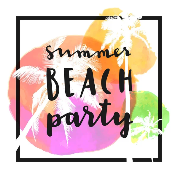 Summer Beach Party Shirt Calligraphique Moderne Avec Des Palmiers Plats — Image vectorielle