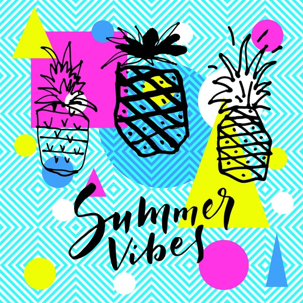 Zomer Vibes Creatieve Eigentijdse Kalligrafische Inspirerende Citaat Poster Heldere Abstracte — Stockvector