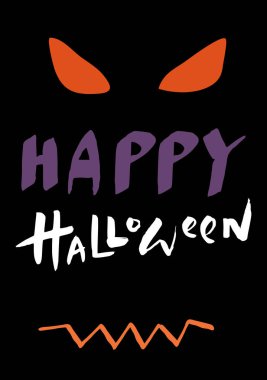 Mutlu Cadılar Bayramı el tebrik kartı siyah arka plan üzerine aydın