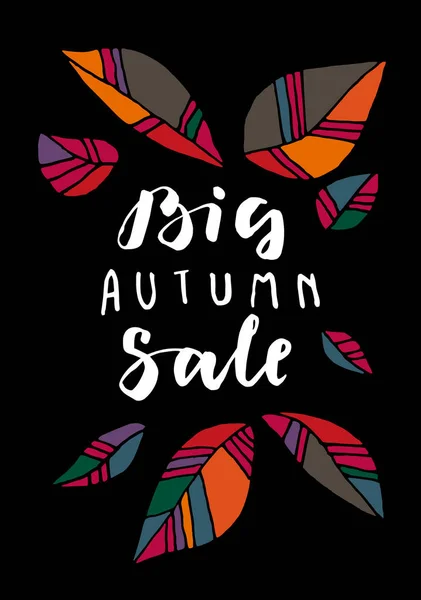 Großer Herbst Verkauf Moderne Kalligrafische Poster Auf Schwarzem Hintergrund — Stockvektor