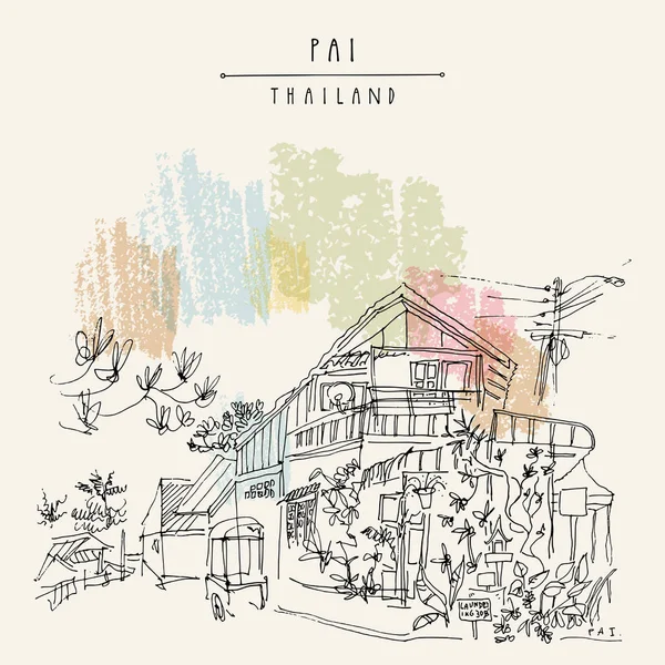 Tayland yazıt pai Tayland ile geleneksel mimari çizim