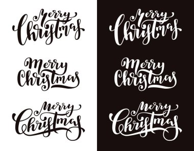 Neşeli Noel hat vektör setleri, siyah ve beyaz