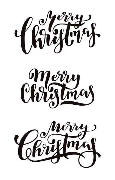 Merry Christmas Kalligrafie Set Geïsoleerd Wit — Stockvector