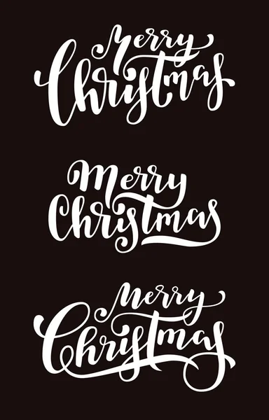 Merry Christmas Calligraphy Vector Set Black — Stock Vector