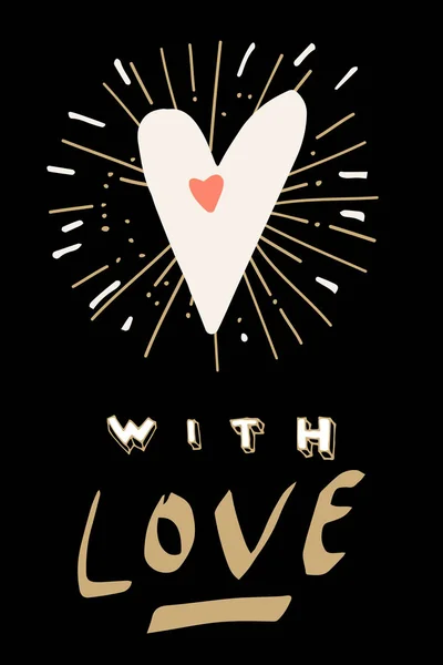 Con Amor Valentine Day Love Tarjeta Caligrafía Moderna Con Letras — Vector de stock