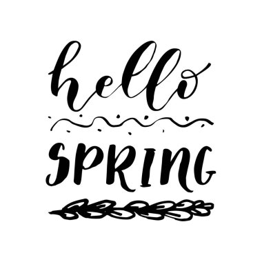 Merhaba bahar modern hat siyah beyaz tebrik kartı vektör