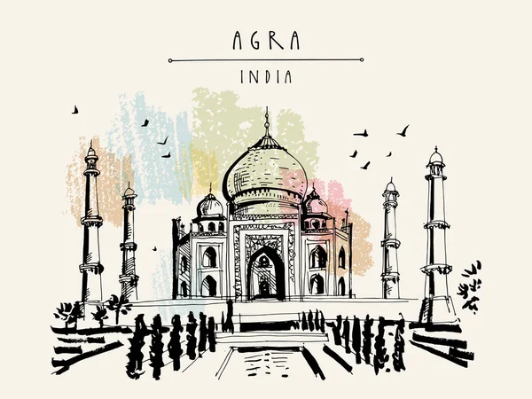 Taj Mahal Agra India Antigua Arquitectura Histórica Mausoleo Taj Mahal — Vector de stock