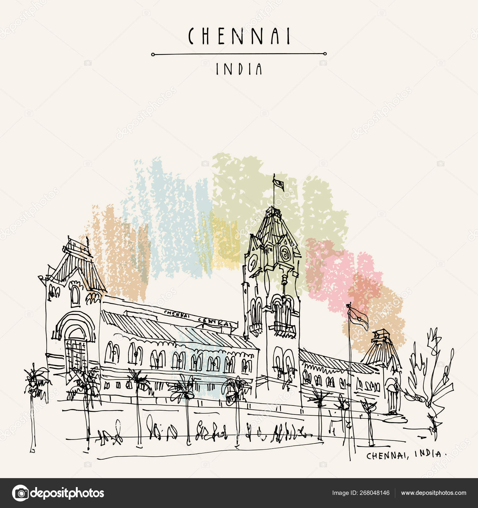 Chennai Madras Tamil Nadu India Central Railway Station Beautiful