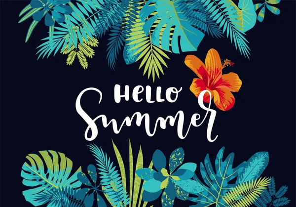 Ciao Summer Beach Party bellissimo modello di volantino tropicale — Vettoriale Stock