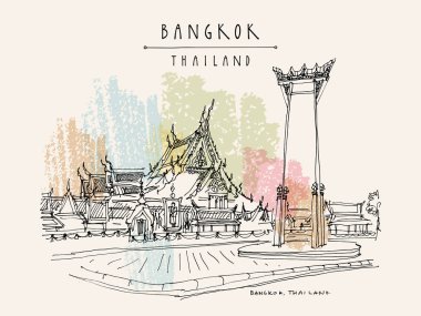 Bangkok, Tayland, Asya. Dev Salıncak (Sao Ching Cha) ve Wat Sut