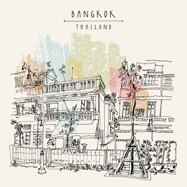 Bangkok, Tayland, Asya. Yenilenmiş kanal Klong Ong Ang. Eski koydu
