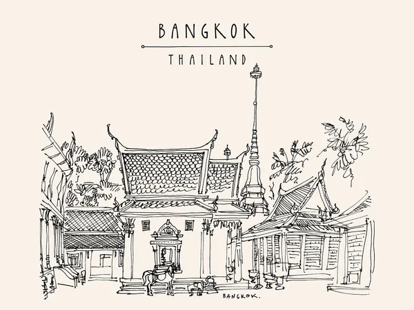 Bangkok, Thajsko, Asie. Wat Chana Songkhram Ratchaworawihan, mo — Stockový vektor