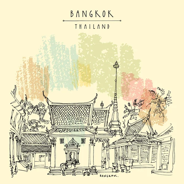 Бангкок, Таиланд, Азия. Ват Чана Сонгкрам Ратчаворавихан, mo — стоковый вектор