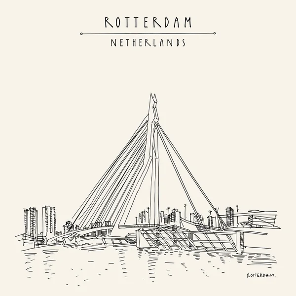 Rotterdam, Hollanda, Hollanda - vintage el çizilmiş kartpostal