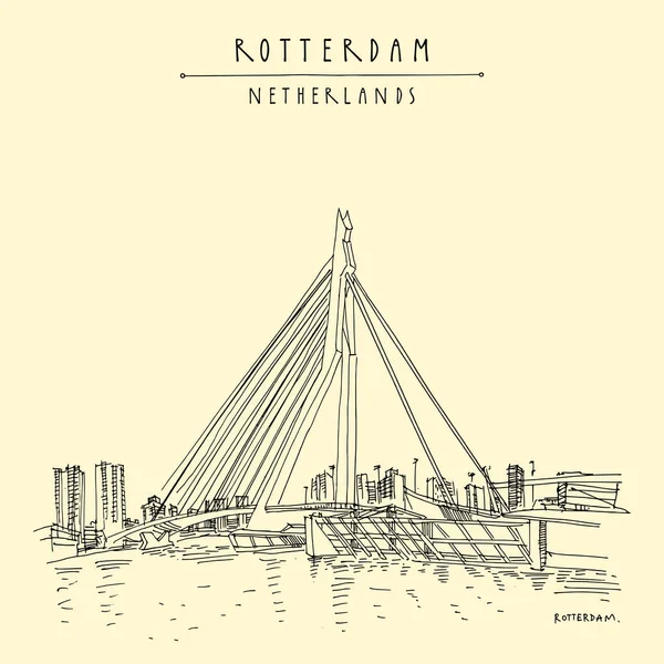 Rotterdam, Hollanda, Hollanda - vintage el çizilmiş kartpostal