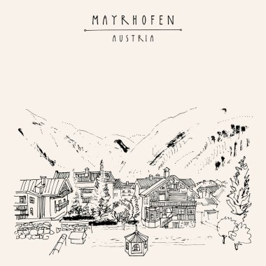 Mayrhofen, Tirol, Avusturya, Avrupa. Ünlü kayak merkezi. Gelenek