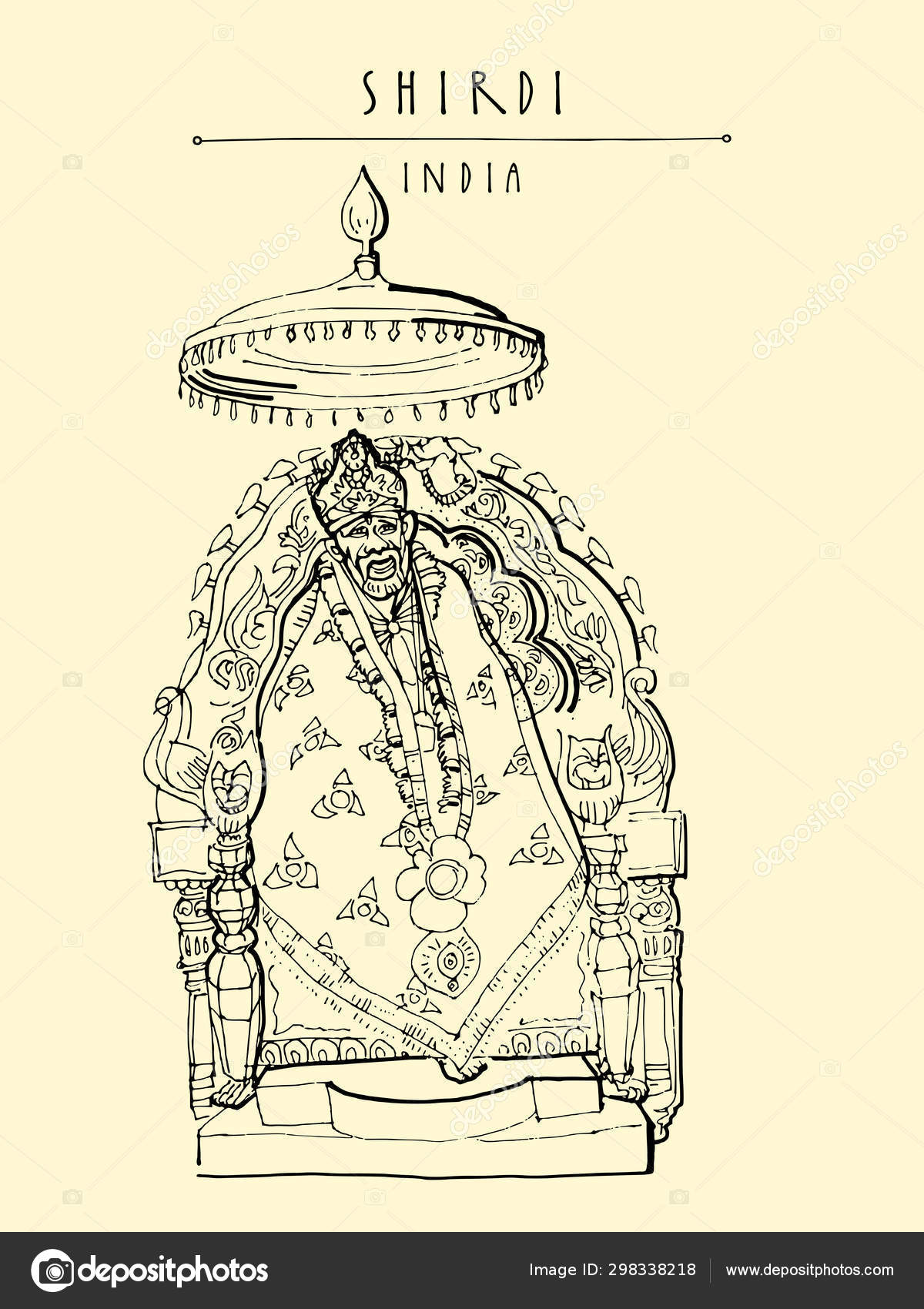 shirdi maharashtra india sai baba temple travel sketch art stock vector c babayuka 298338218 depositphotos