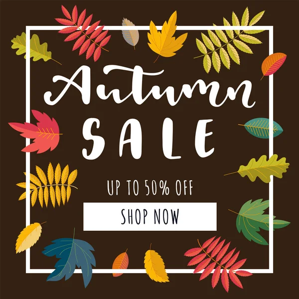 Sonbahar Satılık promosyon afiş. Yüzde 50'ye varan indirim teklifi. B