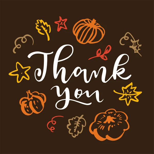 Teşekkür ederiz. Şükran Günü tebrik kartı. Sonbahar modern kaligrafik 