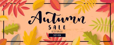 Sonbahar Satılık yatay promosyon afiş. Yüzde 50'ye kadar discou