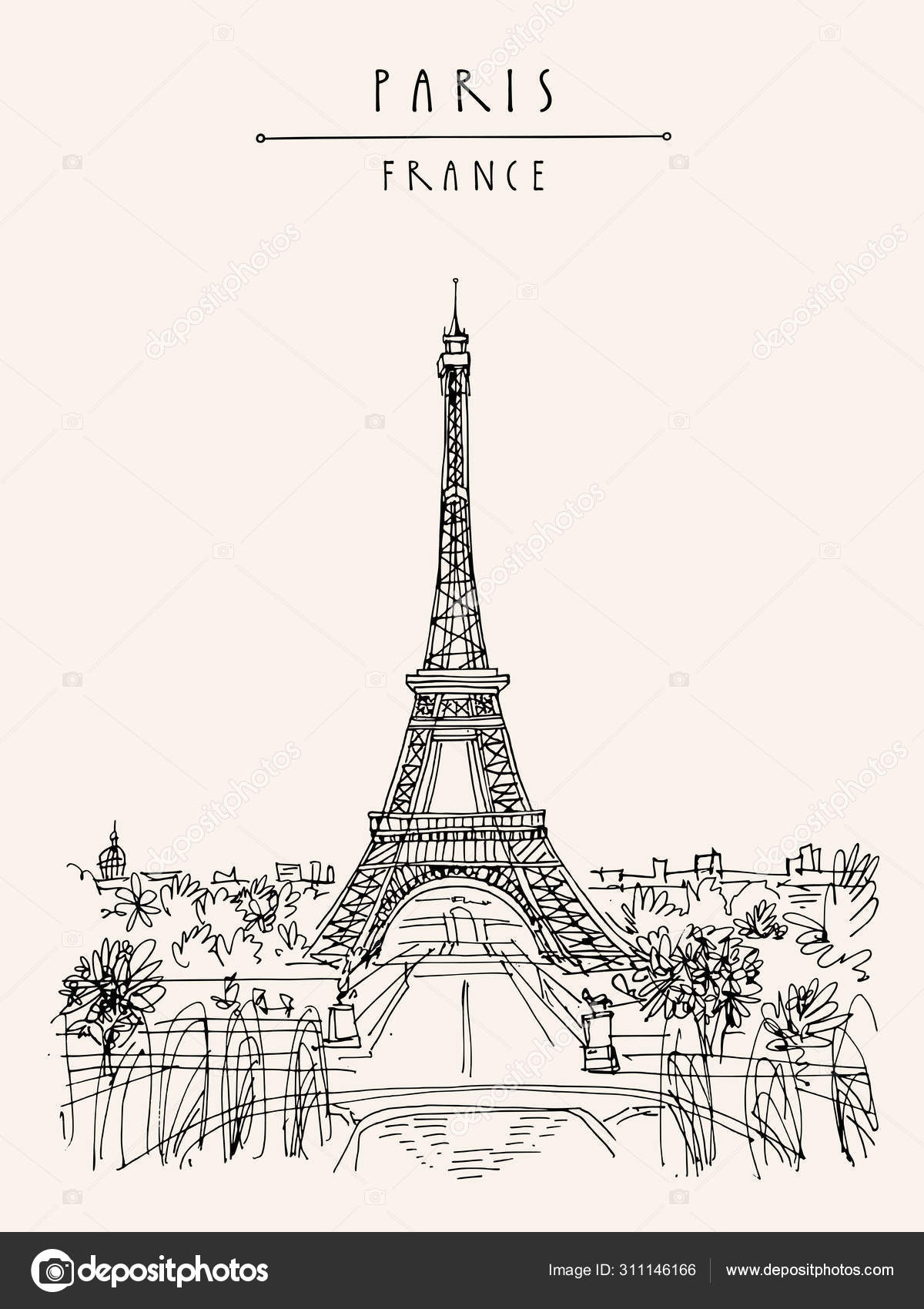 depositphotos 311146166 stock illustration paris france europe eiffel tower