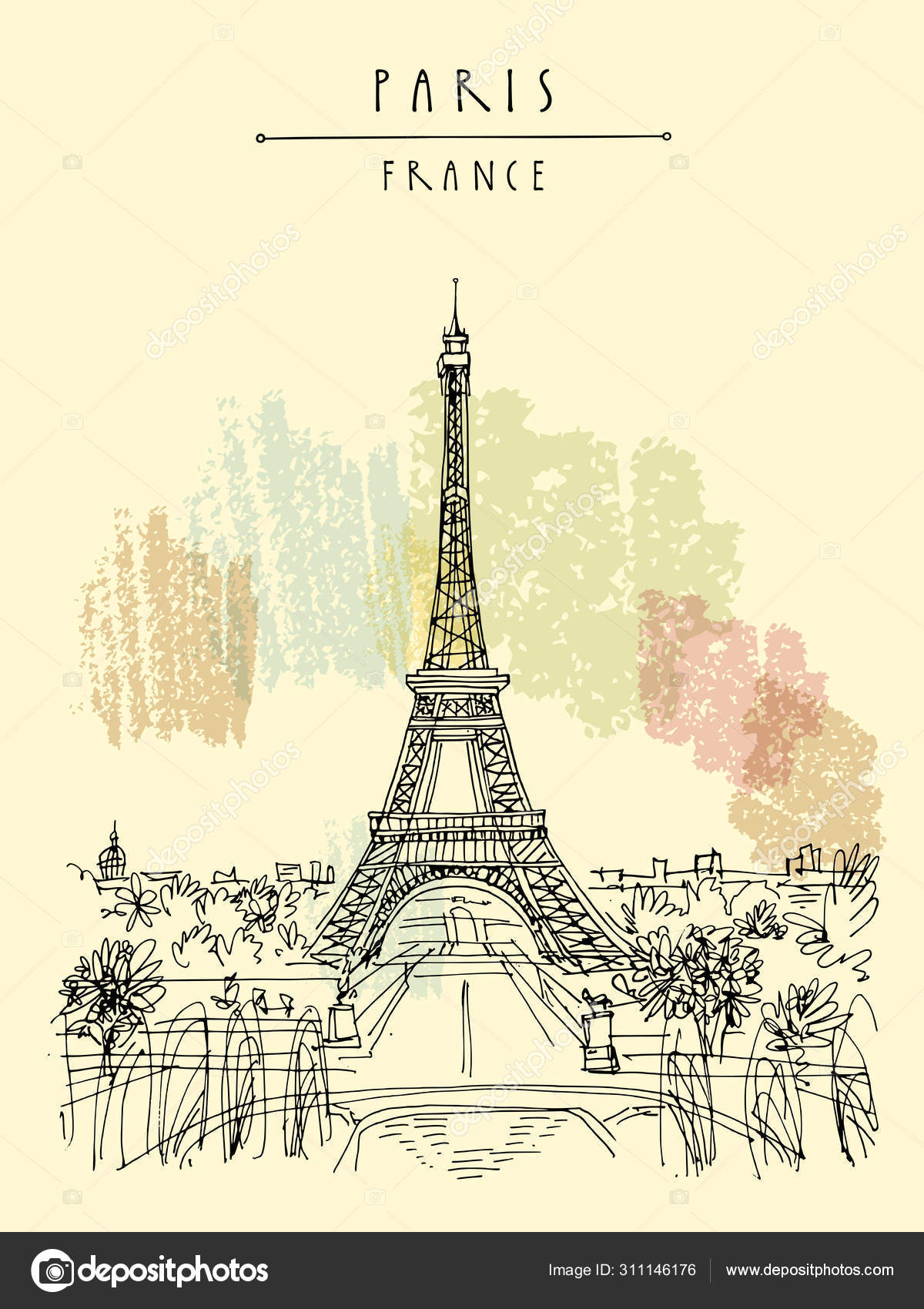 Eiffel Tower Paris French France Europe European Travel Poster Advertisement 