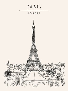 Paris, Fransa, Avrupa. Eyfel Kulesi. Fransa 'nın ünlü simgesi. Han!