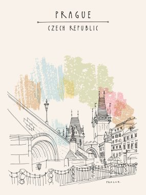 Prag, Çek Cumhuriyeti, Avrupa. Charles Bridge (Karluv Most). Başla.